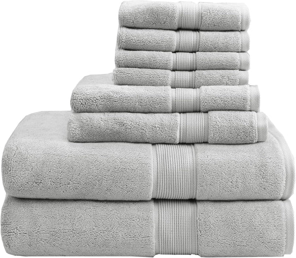 Madison Park 800GSM Bathroom Towel Set of 8 100% Cotton Bath Towel
