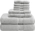 Madison Park 800GSM Bathroom Towel Set of 8 100% Cotton Bath Towel