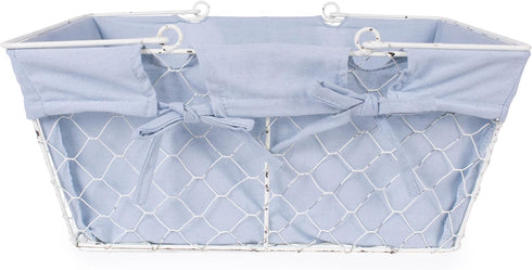 DII Farmhouse Chicken Wire Egg Basket with Liner, Denim, 16x12x7.88"