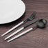 Bysta 5-Piece Matte Black Silverware Set, Stainless Steel Flatware with White Handle, Service for 1, Dishwasher Safe