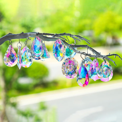 12 Kanpura Pcs Crystal Suncatchers Colorful Chandelier Prisms Crystals Pendants Parts Hanging Ornament for Wedding