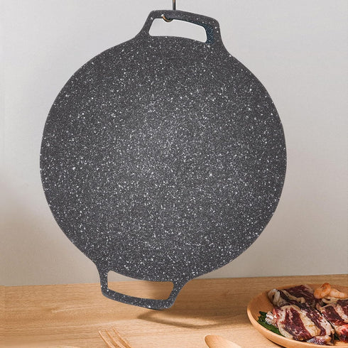 Nonstick Grill Pan, Induction Stove Top Grill Plate, Korean BBQ Grill Pan Round Griddle Frying Pan for Home, Outdoor, Stove, Barbecue, Camping (Gas Type 30cm)