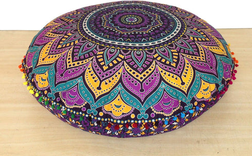 32 Inch INDIAN CRAFT CASTLE ICC Meditation Floor Pillow Cover, Round Large Pillow Cover Seating for Adults, Bohemian
