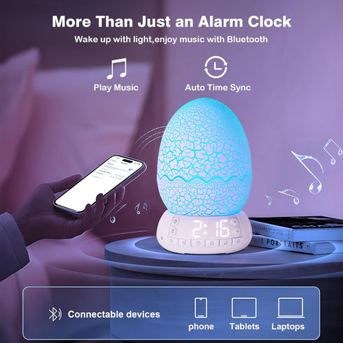 KYMELLIE 20 8 10/30/60 Dimmable, Kids Alarm Clock for Bedroom, Wake-Up Light with Sleep Sounds Noise Machine & Color