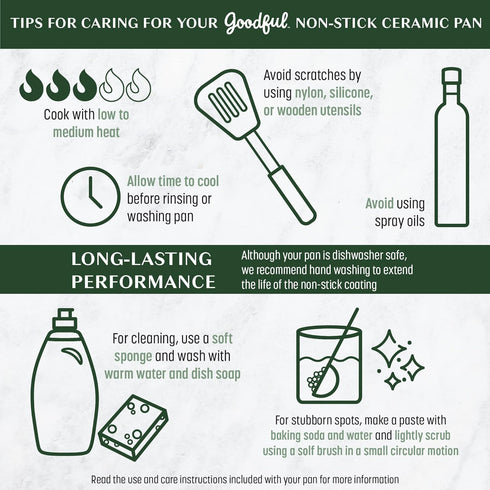 Goodful Ceramic Nonstick 11 Inch Grill Pan, Dishwasher Safe, Comfort Grip Stainless Steel Handle, Cream