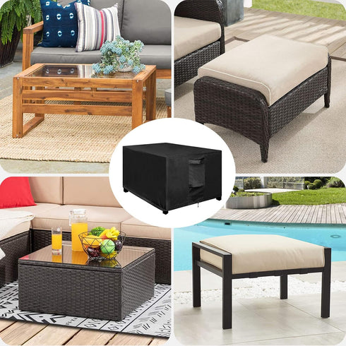 34L 24W 17H Inch, OutdoorLines Outdoor Waterproof Patio Ottoman Covers - Rectangle UV-Proof Patio Side Table Cover