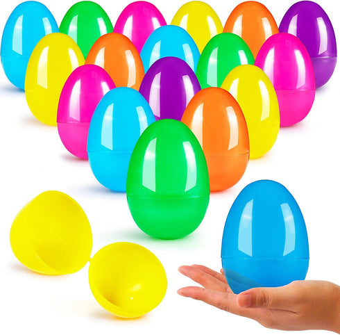 JOYIN 3.15" Easter Eggs, Large Fillable Plastic Eggs Empty Colorful Bright Eggshells