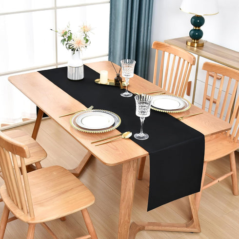 90 Inches 12X90 Inch Farmhouse Black Table Runner Dining Table Runners Long Coffee Table Runner for Dresser Living Room