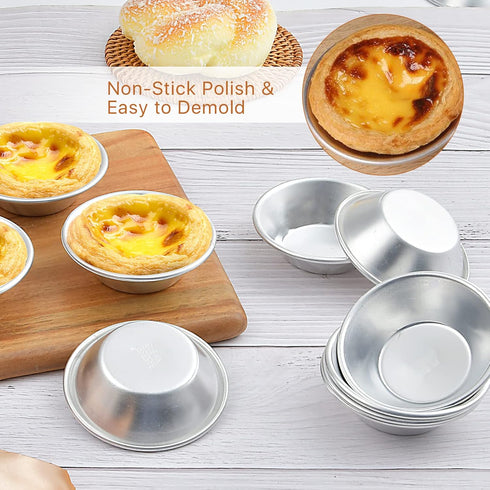 25 Pack Egg Tart Molds, Puto Molder Cookie Steamer Dessert Molds, Small Aluminum Nonstick Pans for Baking