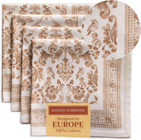 Maison d' Hermine Cloth Napkins Set of 4, 100% Cotton, 20" x 20", Reusable for Dinner, Party, Wedding
