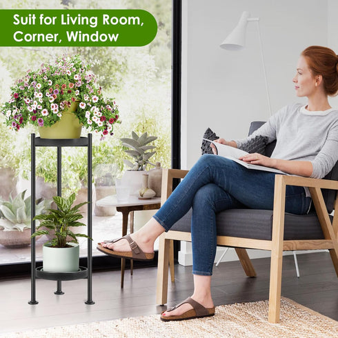 2 30'' Lilybud--lily Plant Stand Indoor Outdoor, Tier Iron Plant Stand, Tall Pedestal Stand Outdoor, Metal Flower