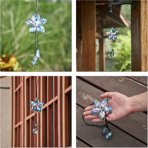 Crystal Flower Rear View Mirror Pendant, Colorful Car Hanging Ornament, Lucky Accessory