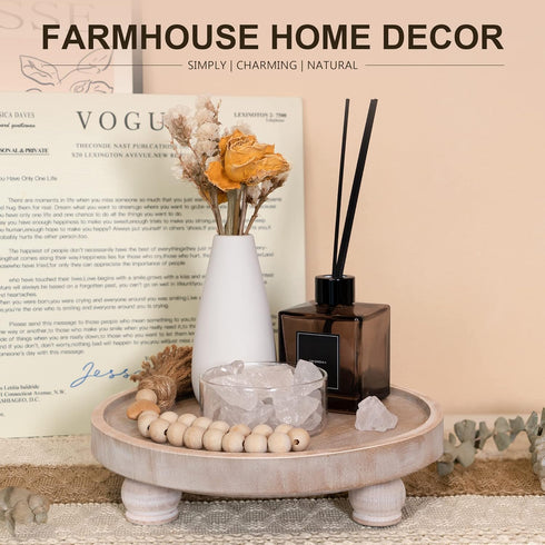 Counter EOSAHR Farmhouse Wood Riser for Display : Decorative Pedestal Stand for Kitchen and Home Decor - Elegant Round