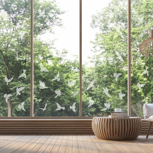 32 Pieces Window Strike Prevention Stickers: Anti-Collision Hummingbird Butterfly Leaf Shapes for Glass