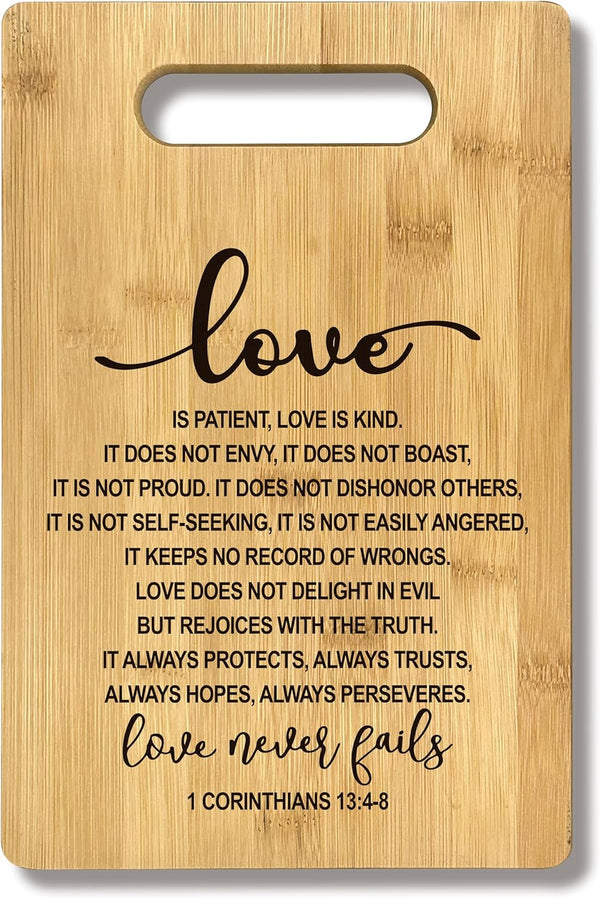 Christian Gifts For Women - 1 Corinthians 13 Love Is Patient Love Is Kind Bamboo Cutting Board Decor