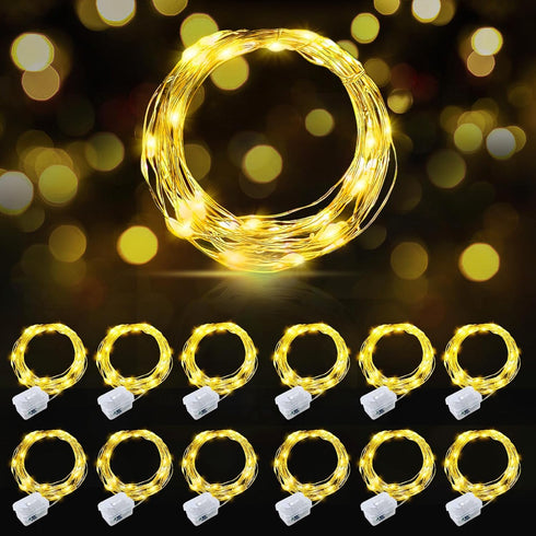 AIKEI 12 Pack Led Fairy Lights Battery Operated String Lights Waterproof Silver
