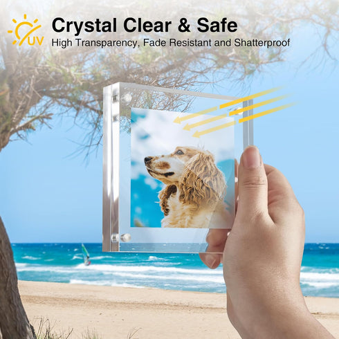 4x4, 3 Pack 4 4 4x 4 4x4 HOUSE DAY Acrylic Picture Frames Magnetic x Picture Frame, Double Sided Clear Photo Frame