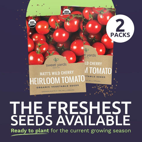 Packets! 150 Organic Matts Wild Cherry Tomato Seeds Two Seed Over Heirloom Non-GMO USDA Organic Seeds