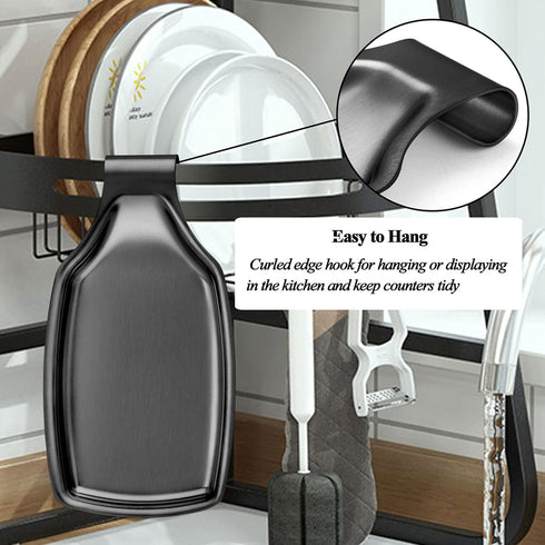 LIANYU Black Spoon Rest for Kitchen Counter, Stainless Steel Holder for Stove Top, Heavy Duty, Dishwasher Safe