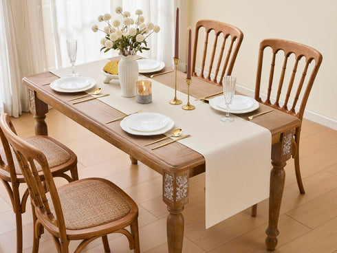 Summer 55 Inches 16x55Inch YATOJUZI Cream Table Runner Seasonal Fall Kitchen Dining Coffee Table Decoration Long Beige