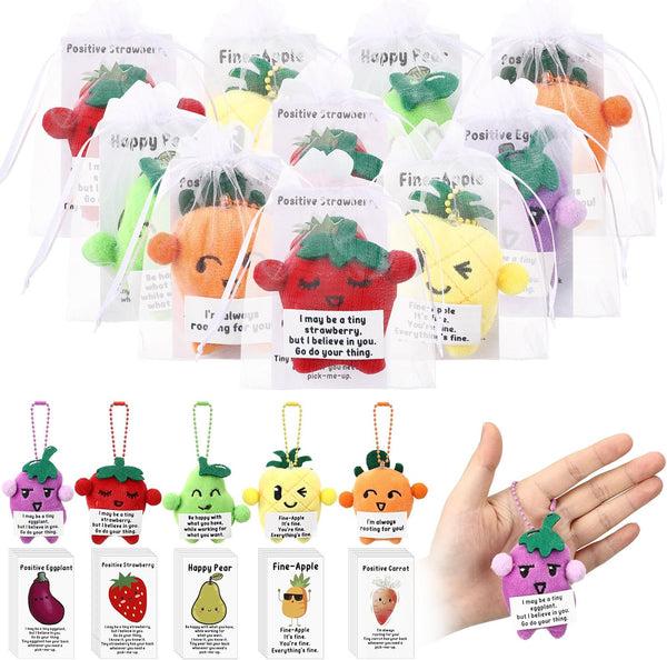 Hotop 40 Sets Positive Stuffed Dancing Fruit Vegetable Plush Keychains Thank You