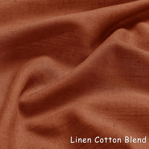 Terracotta Linen Curtains, 84 Inch Length 2 Panels Set for Living Dining Room, Light Filtering Semi Sheer Drapes