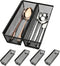 Silverware Drawer Organizer - 6 Pack Utensil Organizer for Kitchen Drawers, Interlocking Arm Design