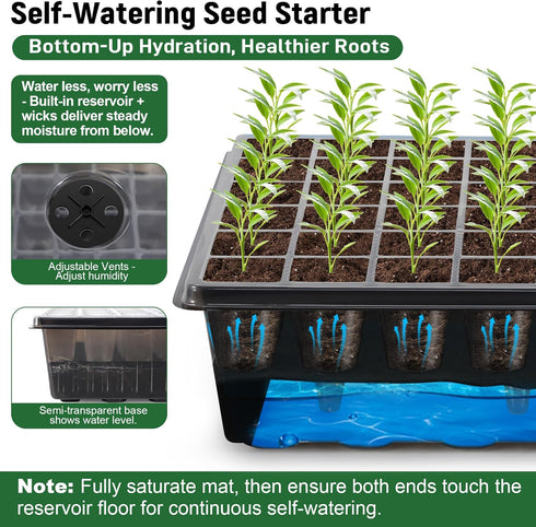 60-Cell DazSpirit Self-Watering Seed Starter Kit with Grow Light and Heat Mat, Seedling Tray with Humidity Dome, Indoor