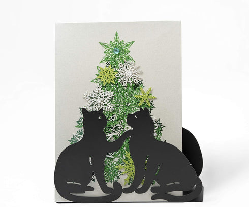 Mango Steam Tabletop Napkin/Tissue & Letter Holder, Cat Design, Black for Home, Kitchen, Restaurants