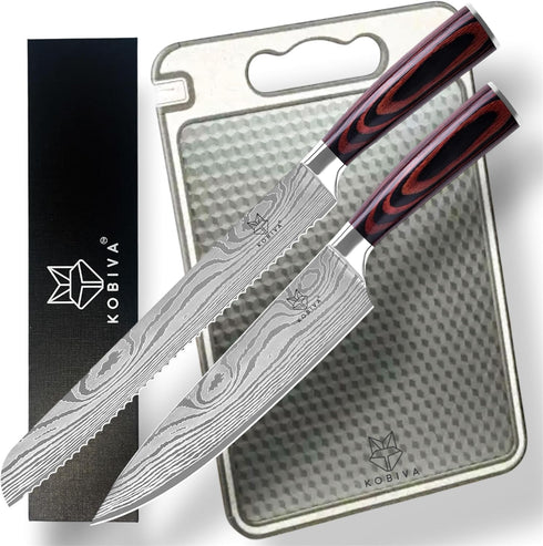 8 Inch Japanese Chef Knife | Razor Sharp High Carbon Stainless Steel Kitchen Knife | Damascus Pattern Professional