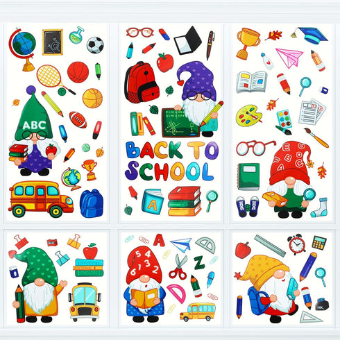 Naler Back to School Decorations Window Clings, 9 Sheets Glueless Static Double-Sided Stickers for Classroom