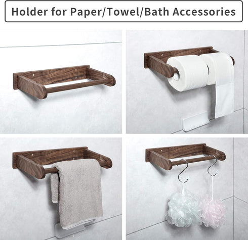Wood-Paper-Towel-Holder-Under-Cabinet-Kitchen-Handmade - Wall Mounted/Adhesive No Drill Sturdy Roll Hanging Organizer