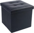 LotFancy Foldable Storage Ottoman, Small Leather Bench with Storage, 13x12x12 Inches, Holds up to 260 lb, Black