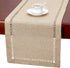 Grelucgo Large Handmade Hemstitch Beige Table Runner, Rectangular 14 by 108 Inch