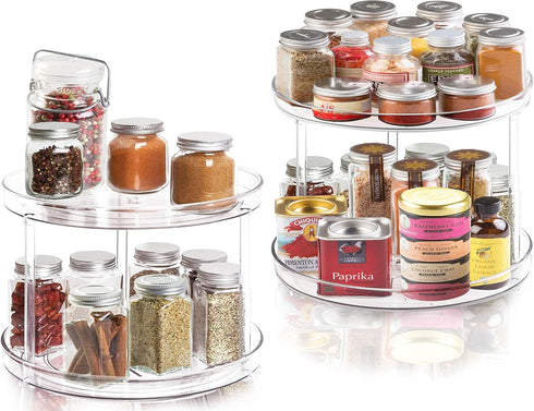 2 9.25Inch 360 Tier Lazy Susan Bathroom Organizer, Clear Rotating Makeup Organizer for Vanity, Skincare Organizers
