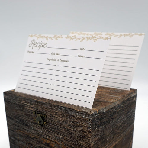 Dekali Designs Rustic Recipe Cards 4x6 Inches (50 Pack) Double Sided with Cute Floral Design