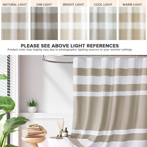Madison Park Spa Waffle Shower Curtain - 54"x78", Pieced Fabric with 3M Scotchgard, Taupe