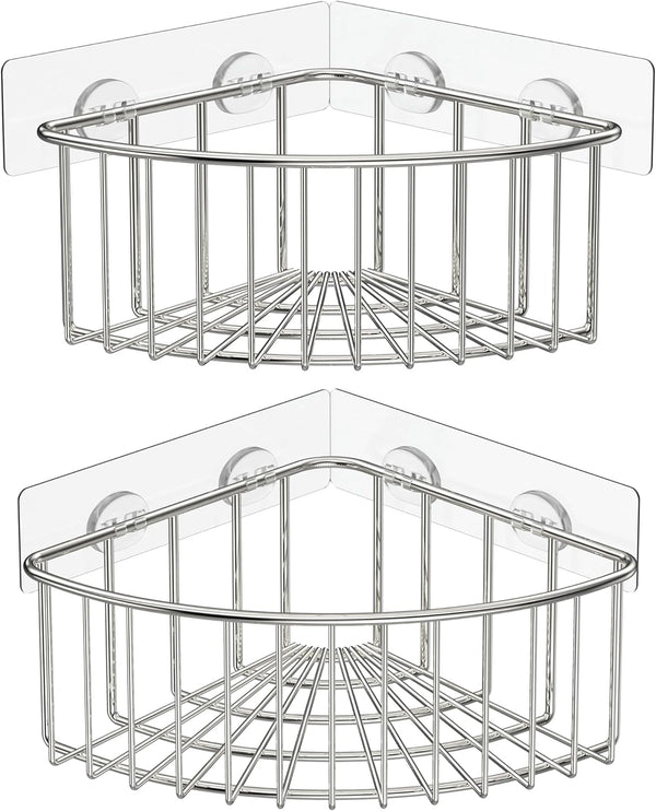 SMARTAKE 2-Pack Corner Shower Caddy Deep Basket Design, SUS304 Stainless Steel, Wall