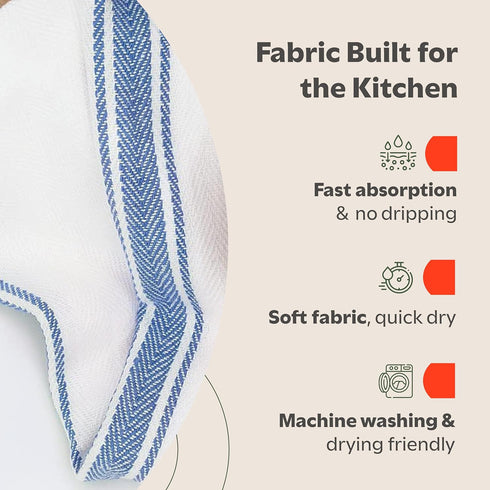 15 Pack 14" 25" 100% Zeppoli Classic Dish Towels - - by - Cotton Kitchen Towels - Reusable Bulk Cleaning Cloths - Blue