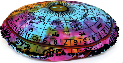 32 Inch ICC Large Hippie Mandala Floor Pillow Ottoman Pouf Cover - Indian Peacock Daybed Oversized Cotton Cushion Cover