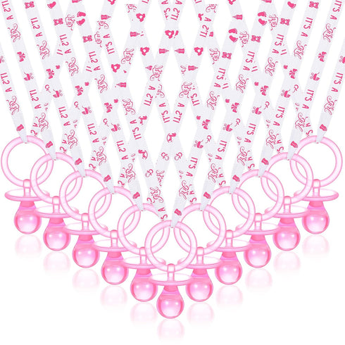 Junkin 60 Pieces Baby Shower Pacifiers Necklace Acrylic Pacifiers Necklace Charm for