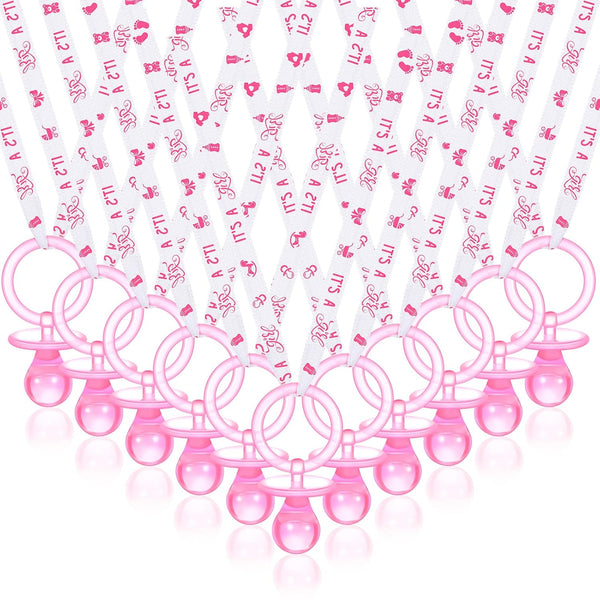 Junkin 60 Pieces Baby Shower Pacifiers Necklace Acrylic Pacifiers Necklace Charm for