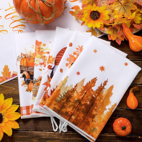 6 15.75'' 23.62''(Yellow,Maple Bencailor Pcs Thanksgiving Kitchen Towels Fall Pumpkins Dish Towels Maple Leaf Tea