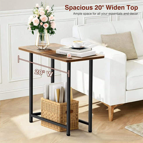 MISSLO Narrow End Table Living Room with Large Tabletop, Sofa Couch Side Table Bedroom Slim Nightstand for Small Space