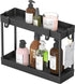 Simple Houseware 2-Tier Under Sink Organizer Storage Tray with Hooks, Black