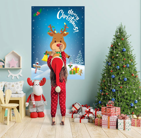 Funnlot Christmas Games for Kids, Pin The Nose on The Reindeer, Holiday Party Game with 24 Noses Stickers & Blindfold