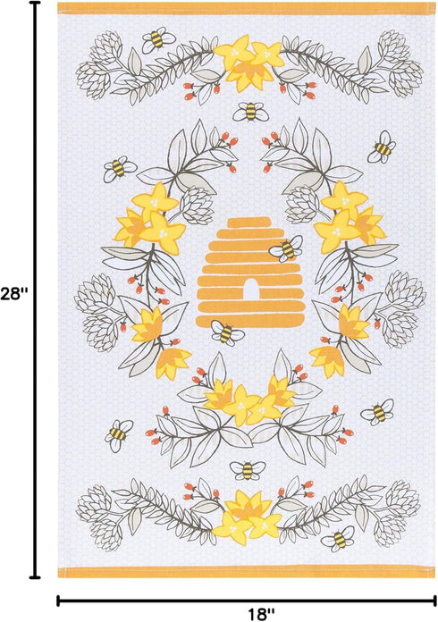 Now Designs Kitchen Tea Towel, Bees, 18 x 28 in, Set of 2