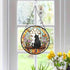 FIVITY 7.8" Black Cat Suncatcher Stained Glass Window Hanging Bookshelf Sun Catchers Book Lover Ornament Wall Art Home
