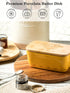 Covered Butter Dish with Lid, Large Yellow Butter Holder for Countertop, Airtight Seal Container for East West Coast