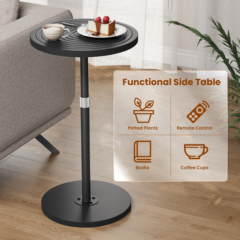 Asgolion Round Side Table, Adjustable-Height Drink Table for Small Spaces, Pedestal Martini Table, Cocktail Tables